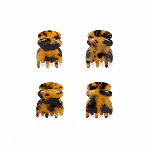 4er Mini Clips Brown Tortoise