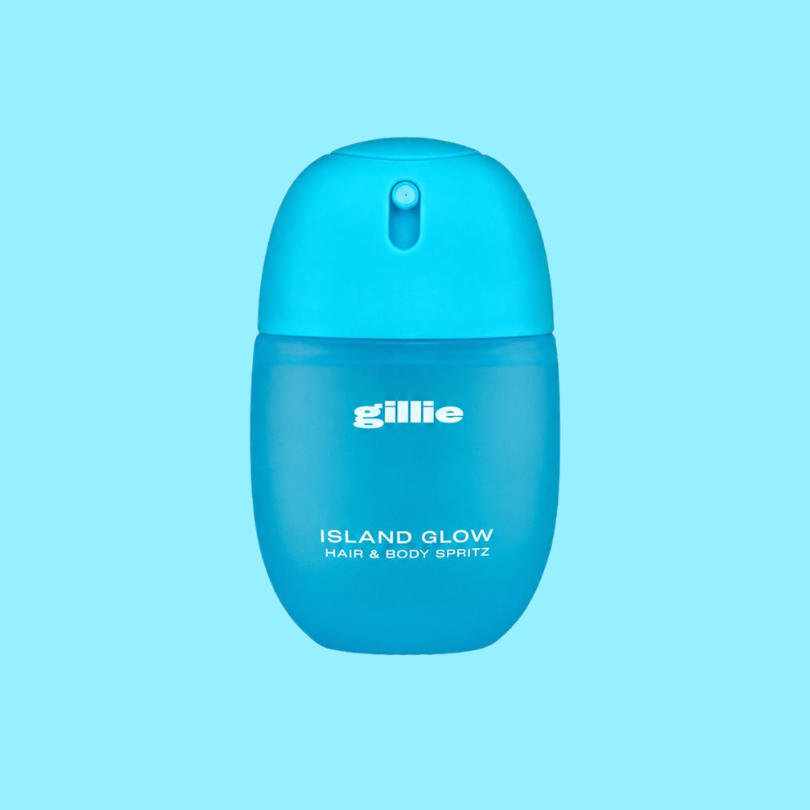gillie Love Story Hair & Body Spritz auf korallfarbenem Hintergrund mit der Duftkategorie Floral.