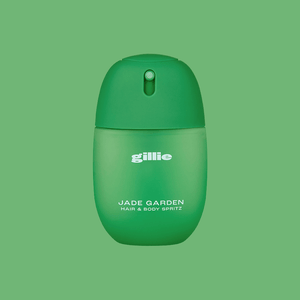 gillie Jade Garden Hair & Body Spritz auf grünem Hintergrund mit der Duftkategorie Citrusy.